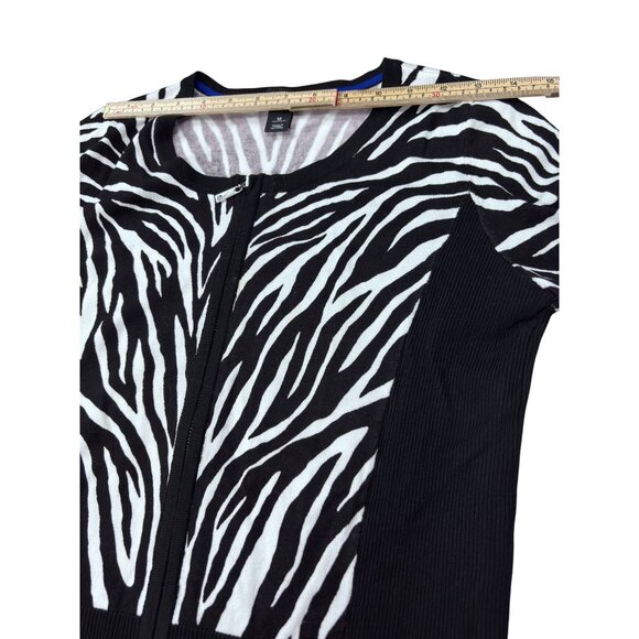 White House Black Market Zebra Print Cardigan Sweater Black & White Medium - Picture 8 of 11